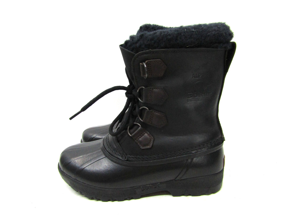 Sorel Womens Size 8 M Black Leather Waterproof Lace Up Snow Boots